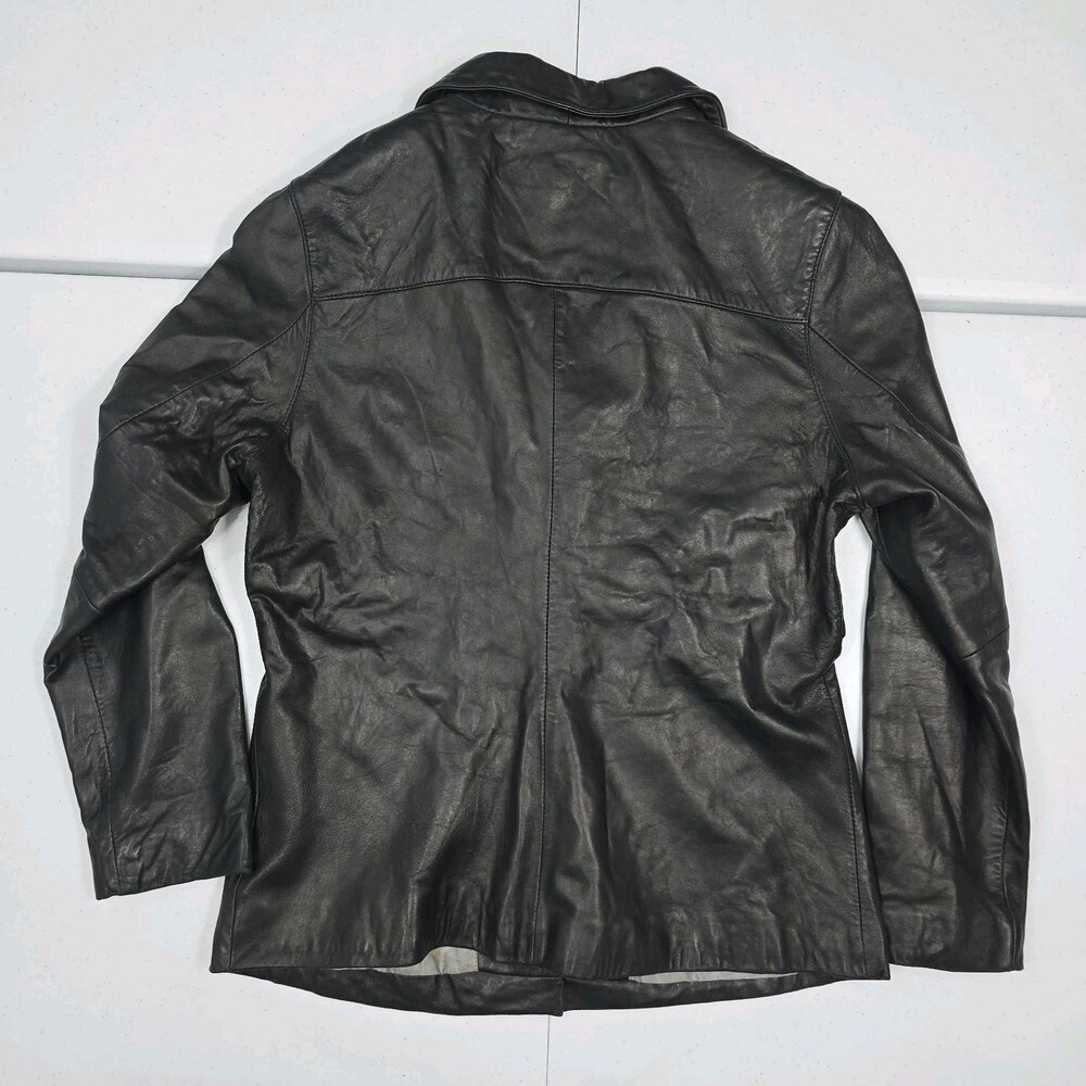Worn Vintage 90s Beyond Sport California Lamb Leather Jacket Women L Button Up - Picture 10 of 16